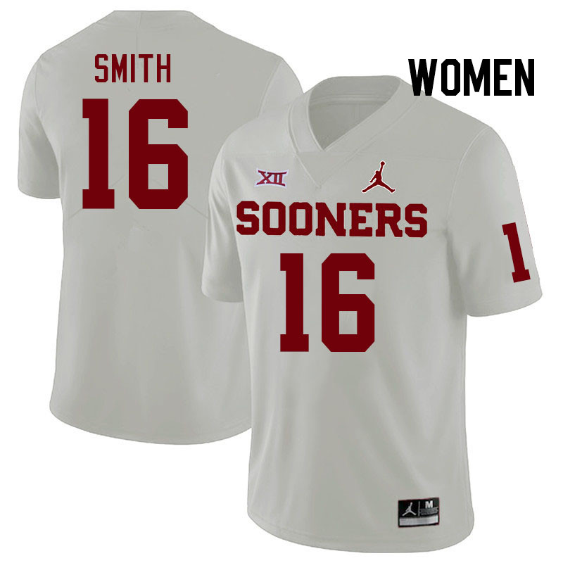 Women #16 Blake Smith Oklahoma Sooners College Football Jerseys Stitched-White
